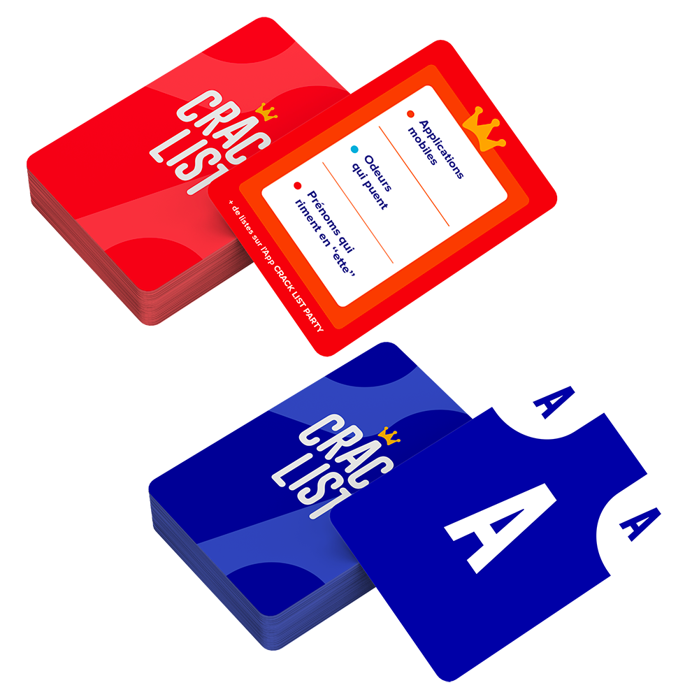 CRACK LIST - Jeu du Petit bac - Jeu de Cartes - Jeu d'ambiance - entre amis  et en famille - 10 ans et plus - 2 à 8 joueurs - version française - Yaqua